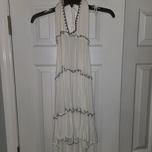 Exist White Backless Dress with Black Trim